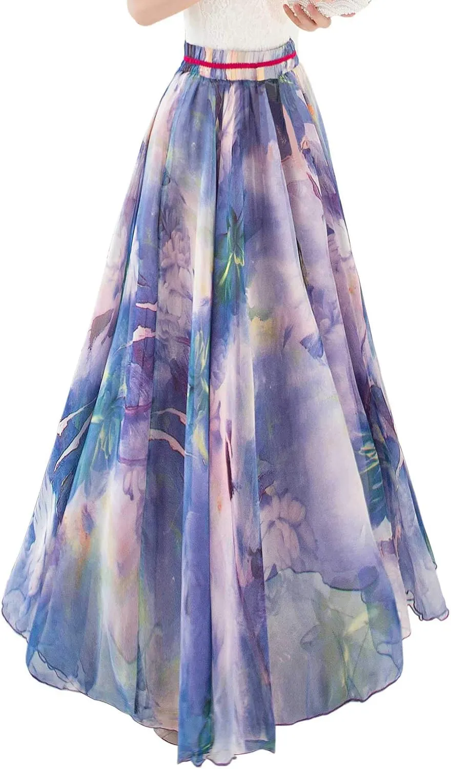 Afibi Women Full/Ankle Length Blending Maxi Chiffon Long Skirt Beach Skirt