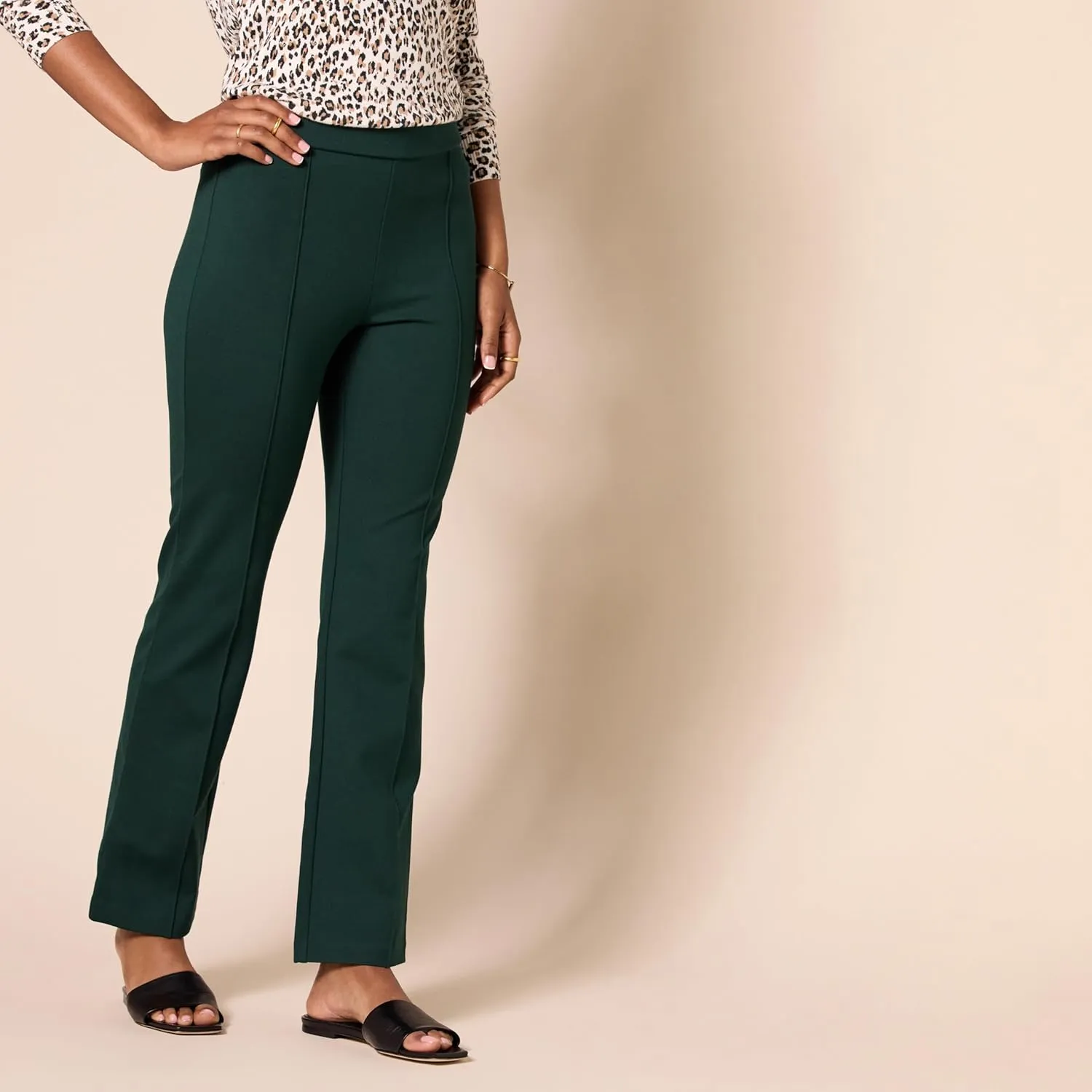 Amazon Essentials Women's Ponte Pull-On Mid Rise Ankle Length Pants