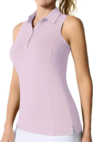 Casei Women's Sleeveless Golf Polo Shirts UPF 50  Quick Dry Collared Polo Shirts Athletic Tank Tops Shirts