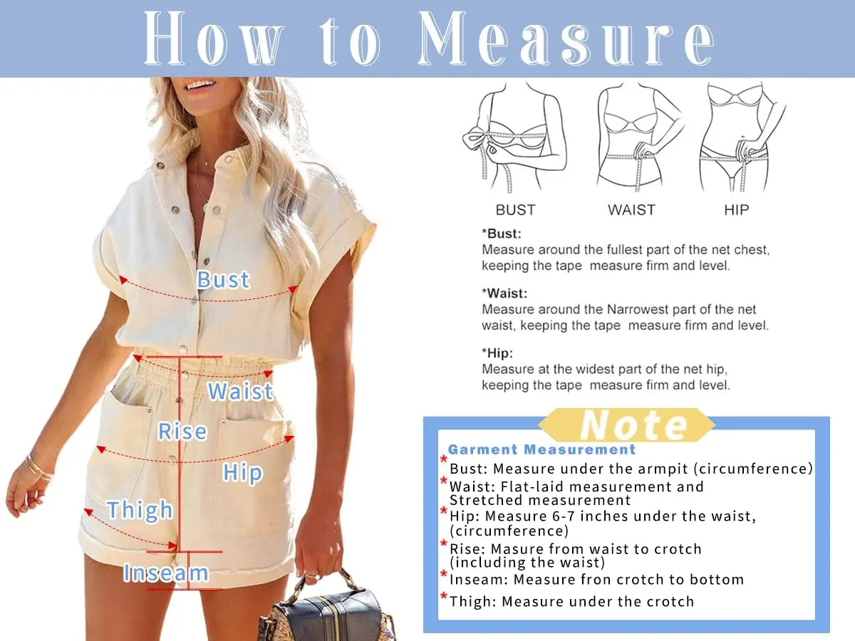 chouyatou Women's Short Cuffed Sleeve Utility Rompers Elastic Waist Button Down Cotton Pocketed Jumpsuit