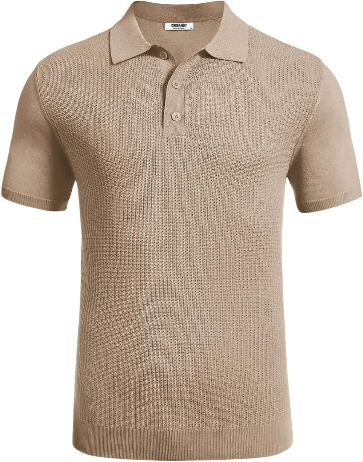 COOFANDY Men's Knit Polo Shirts Short Sleeve Casual Button Down Shirts Vintage Collared Golf Shirts