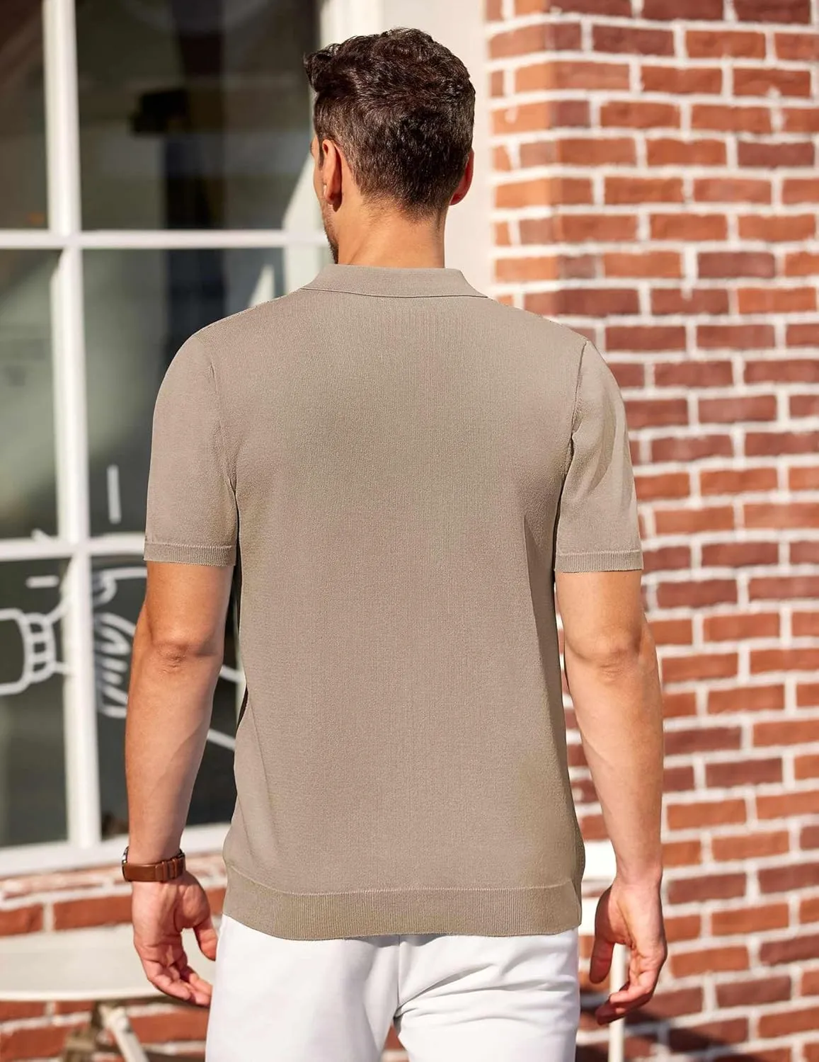 COOFANDY Men's Knit Polo Shirts Short Sleeve Casual Button Down Shirts Vintage Collared Golf Shirts