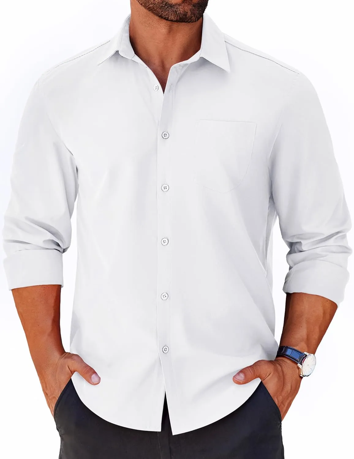 COOFANDY Mens Long Sleeve Button Down Shirts Casual Untucked Shirts for Men Dress Shirts Wedding Shirts