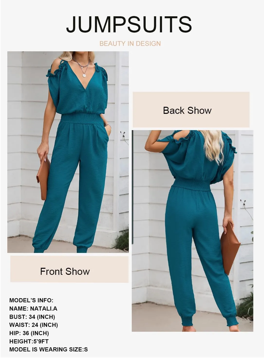 Dokotoo Jumpsuit for Womens Dressy Casual 2025 One Piece Romper Cold Shoulder Outfits for Summer