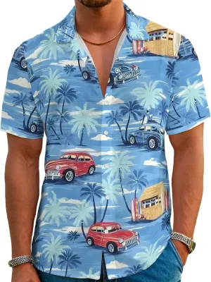 Hawaiian Shirts for Men Summer Beach Casual Short Sleeve Button Down Shirts Novelty Print Tropical Beach Shirts