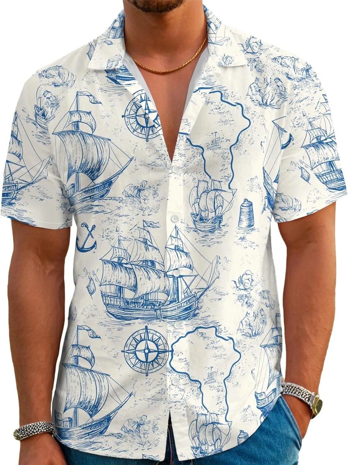 Hawaiian Shirts for Men Summer Beach Casual Short Sleeve Button Down Shirts Novelty Print Tropical Beach Shirts