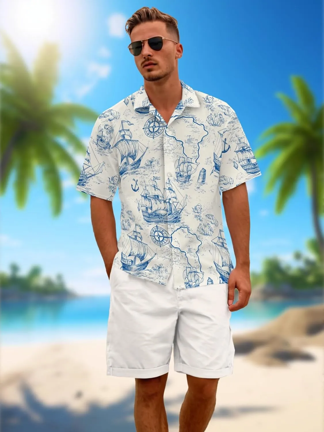 Hawaiian Shirts for Men Summer Beach Casual Short Sleeve Button Down Shirts Novelty Print Tropical Beach Shirts