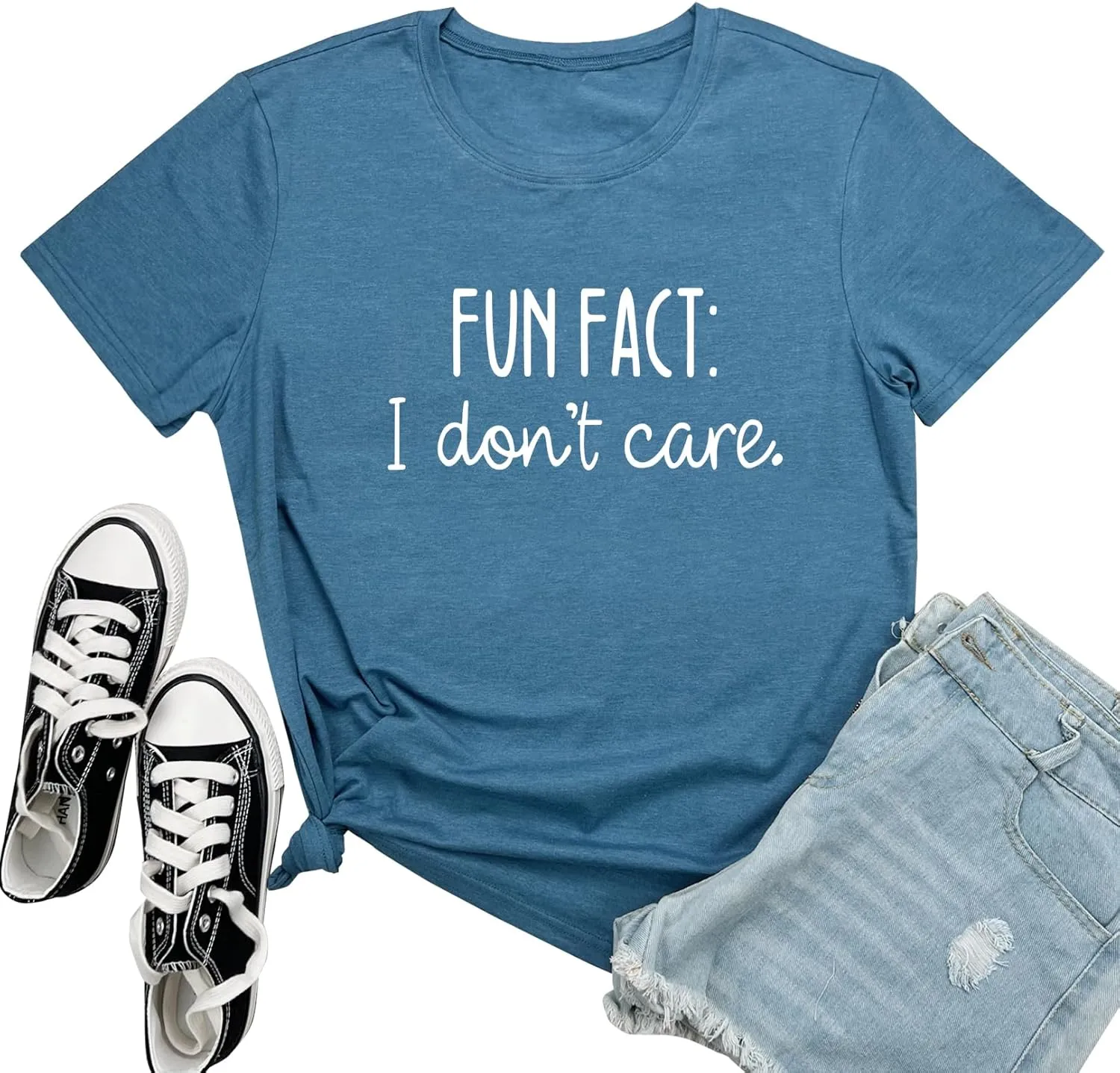 LOOKFACE Women Short Sleeve Tees Fun FACT Graphic Summer T Shirts
