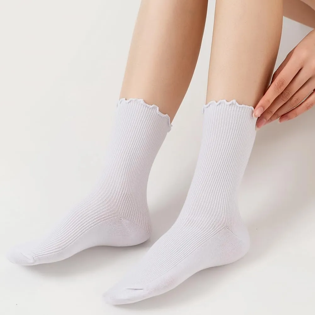 Losa Kute 6 Pairs Fall Socks Cotton Long Warm Crew Socks Cute Aesthetic Cute Slouch Socks