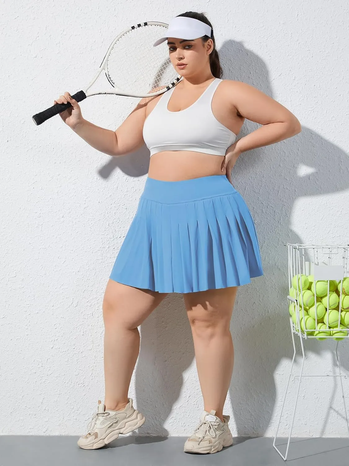 Moon Wood Women's Plus Size Pleated Tennis Skirt- Girls High Waist Athletic Golf Skirts with Shorts