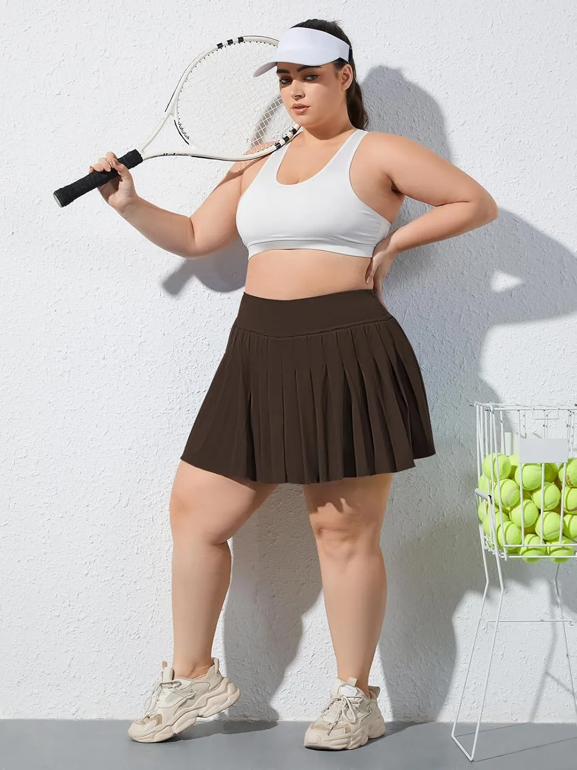 Moon Wood Women's Plus Size Pleated Tennis Skirt- Girls High Waist Athletic Golf Skirts with Shorts