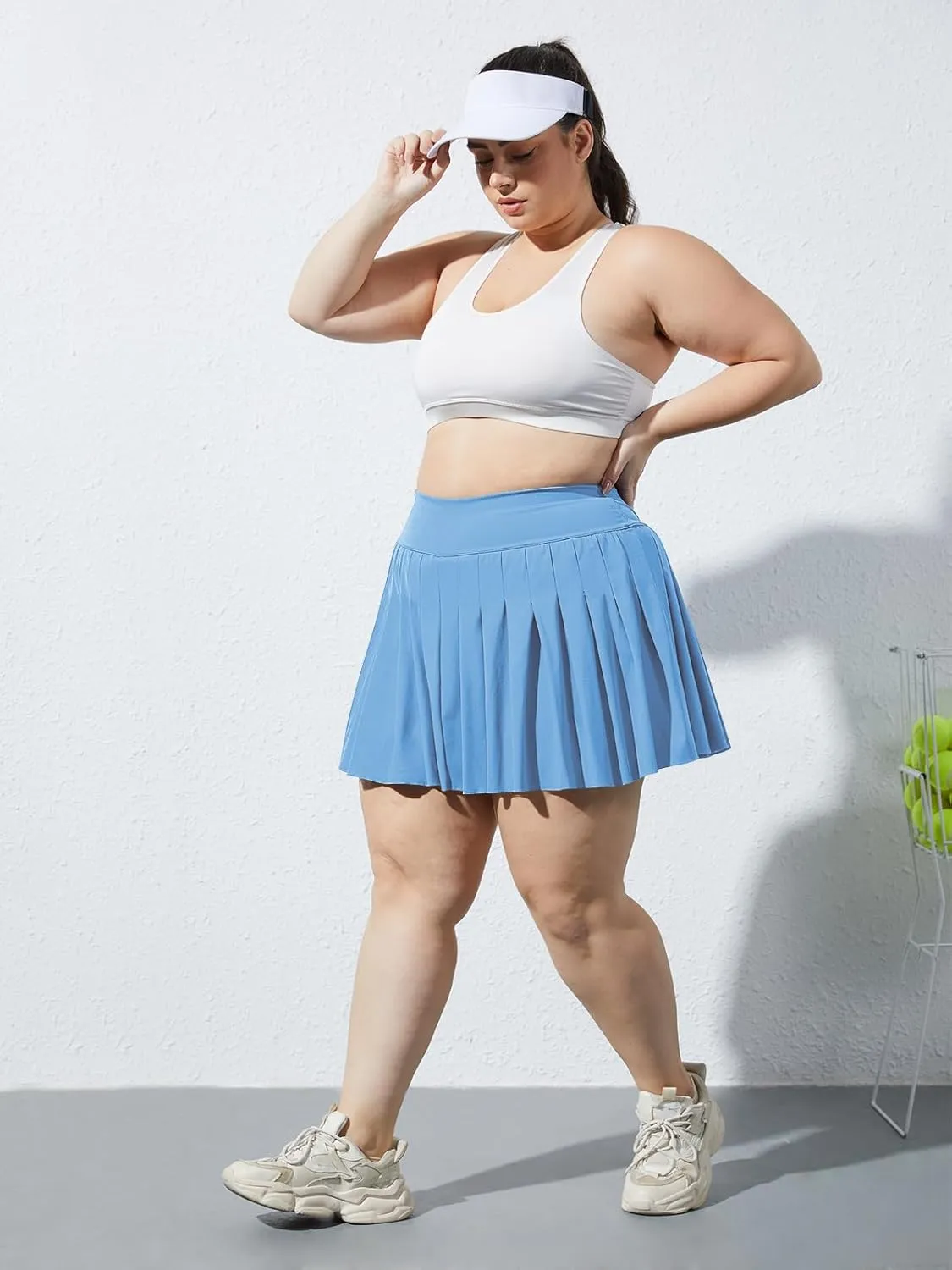 Moon Wood Women's Plus Size Pleated Tennis Skirt- Girls High Waist Athletic Golf Skirts with Shorts