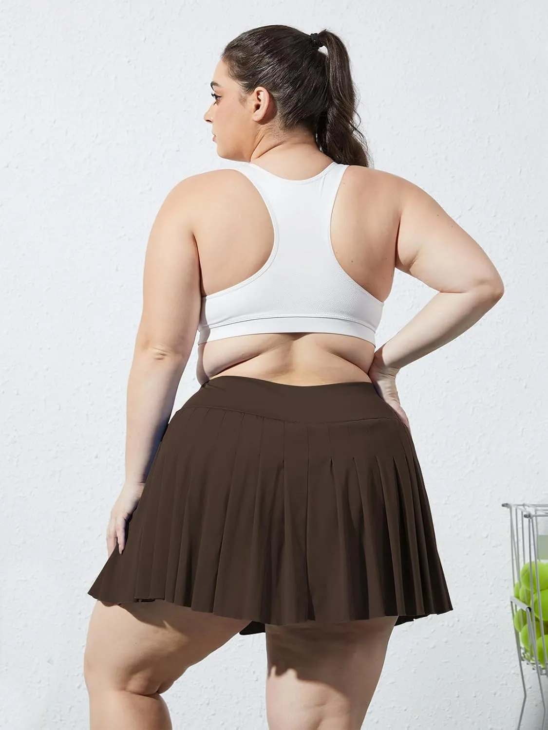 Moon Wood Women's Plus Size Pleated Tennis Skirt- Girls High Waist Athletic Golf Skirts with Shorts