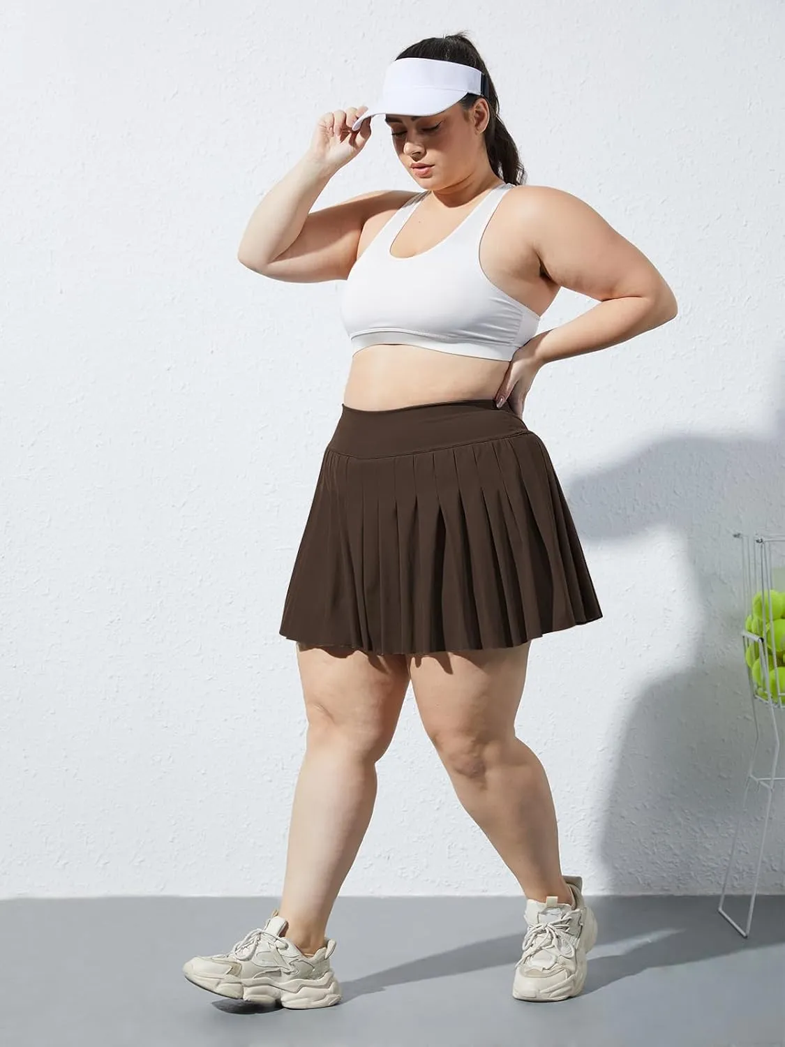 Moon Wood Women's Plus Size Pleated Tennis Skirt- Girls High Waist Athletic Golf Skirts with Shorts