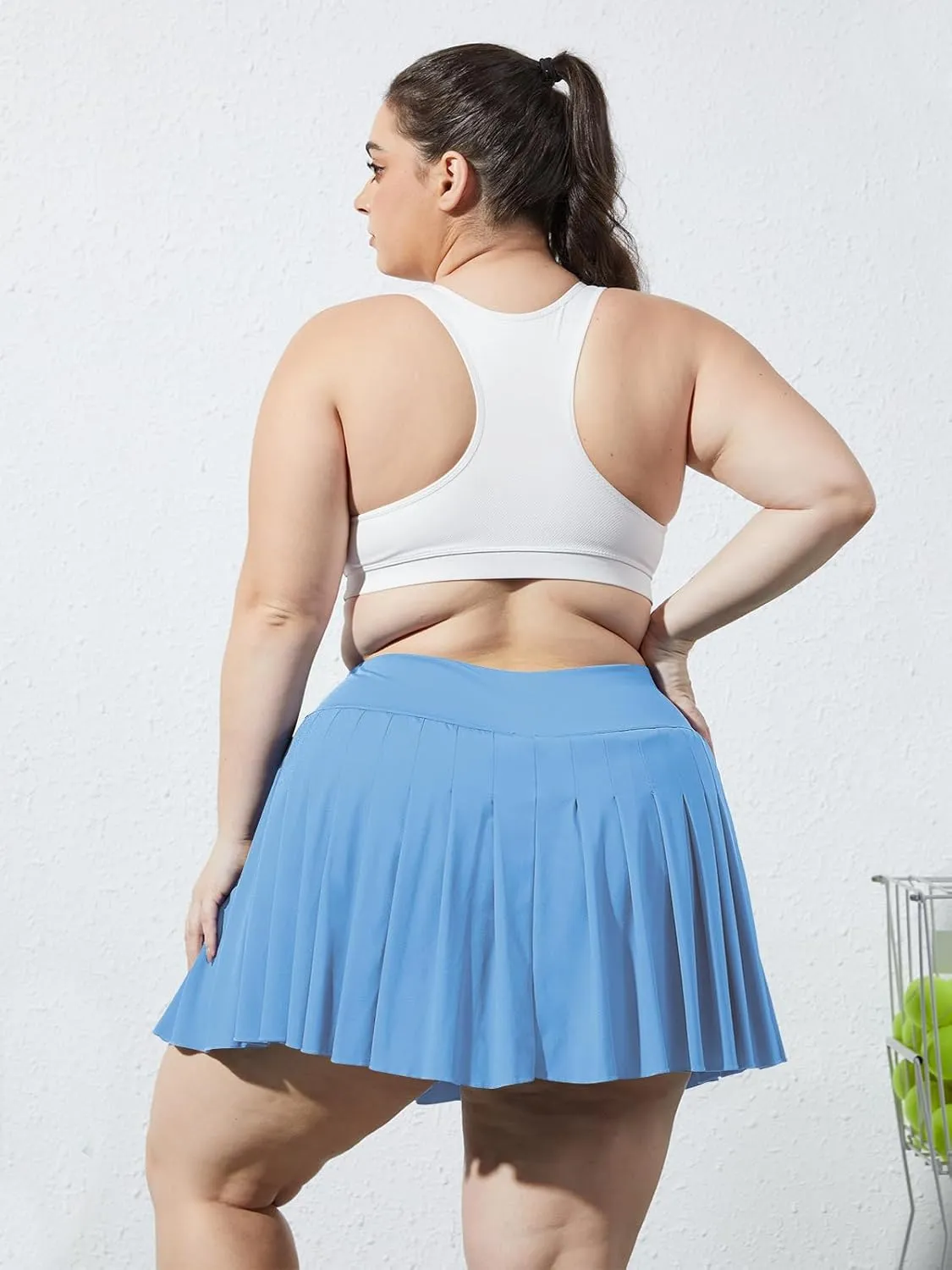 Moon Wood Women's Plus Size Pleated Tennis Skirt- Girls High Waist Athletic Golf Skirts with Shorts