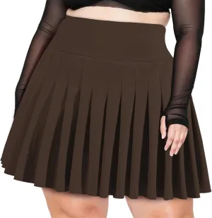 Moon Wood Women's Plus Size Pleated Tennis Skirt- Girls High Waist Athletic Golf Skirts with Shorts