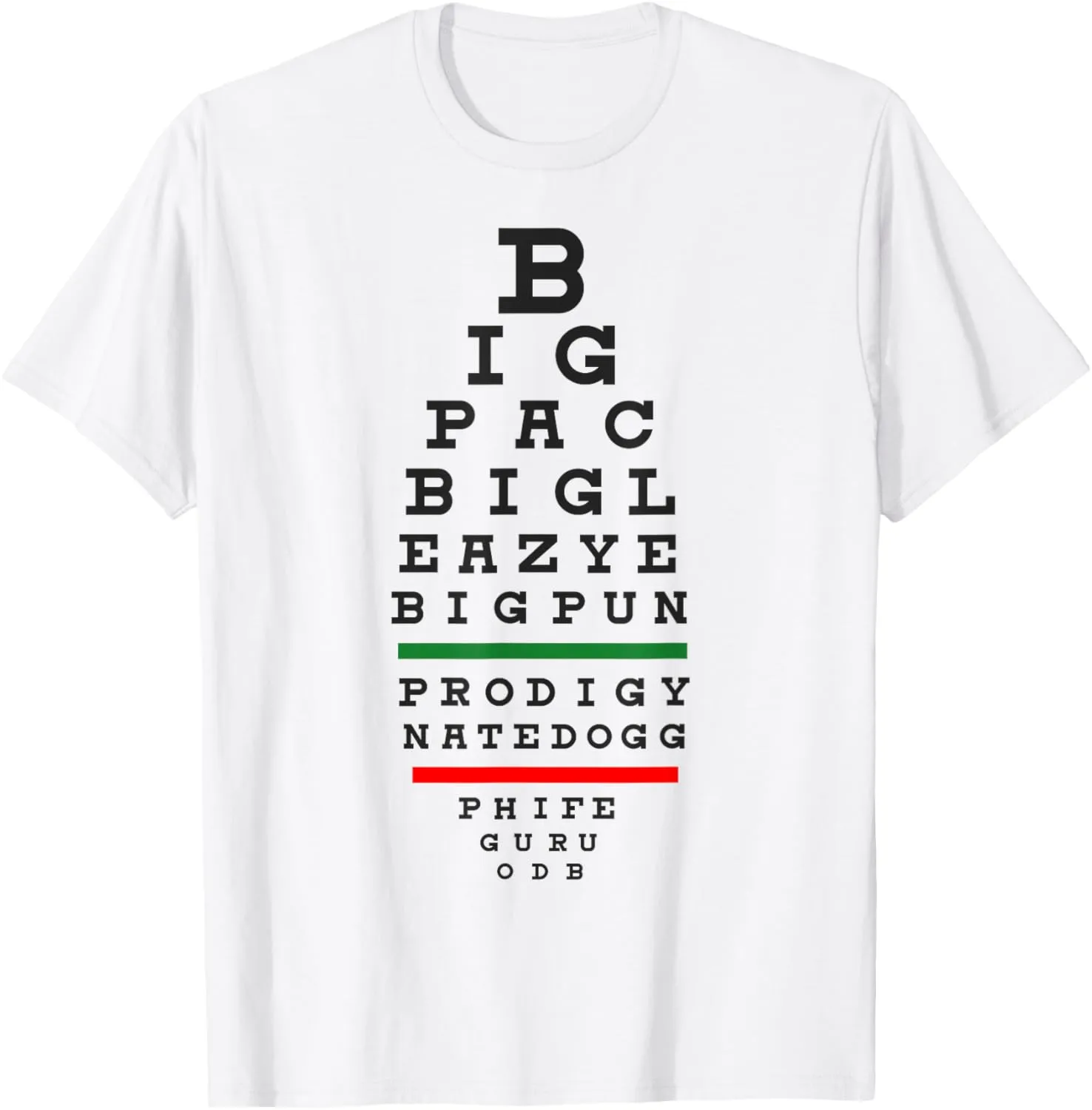 Old School Hip Hop Music Rap Legends Eye Chart 90s Hip-Hop T-Shirt