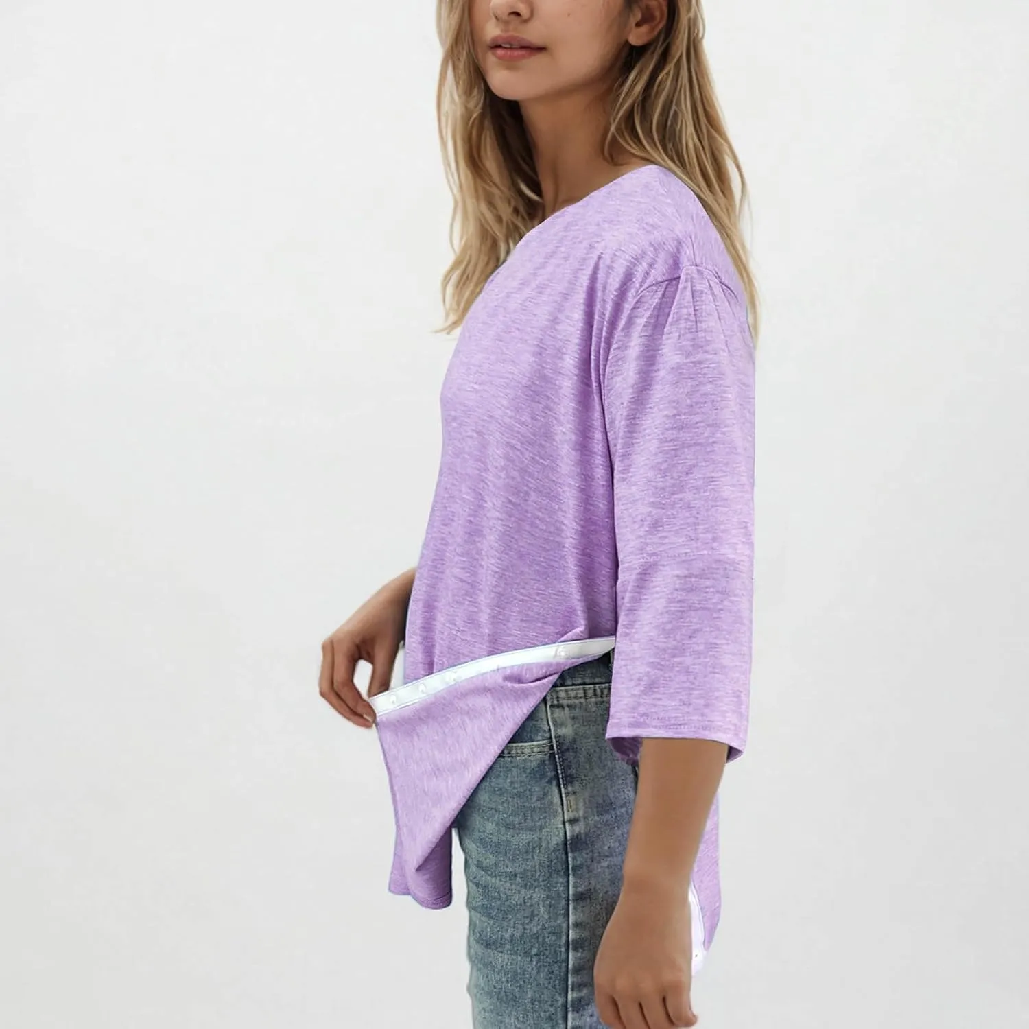 Post Shoulder Surgery Shirts for Women Tear Away 3/4 Tops After Rotator Cuff Shirts Chemo Port Adaptive Clothing