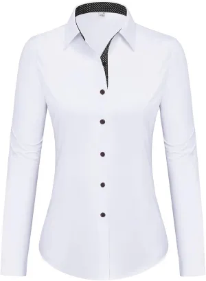 siliteelon Button Down Shirts for Women Dress Shirts Cotton Long Sleeve Shirts for Women Wrinkle Free Stretch Work Blouse