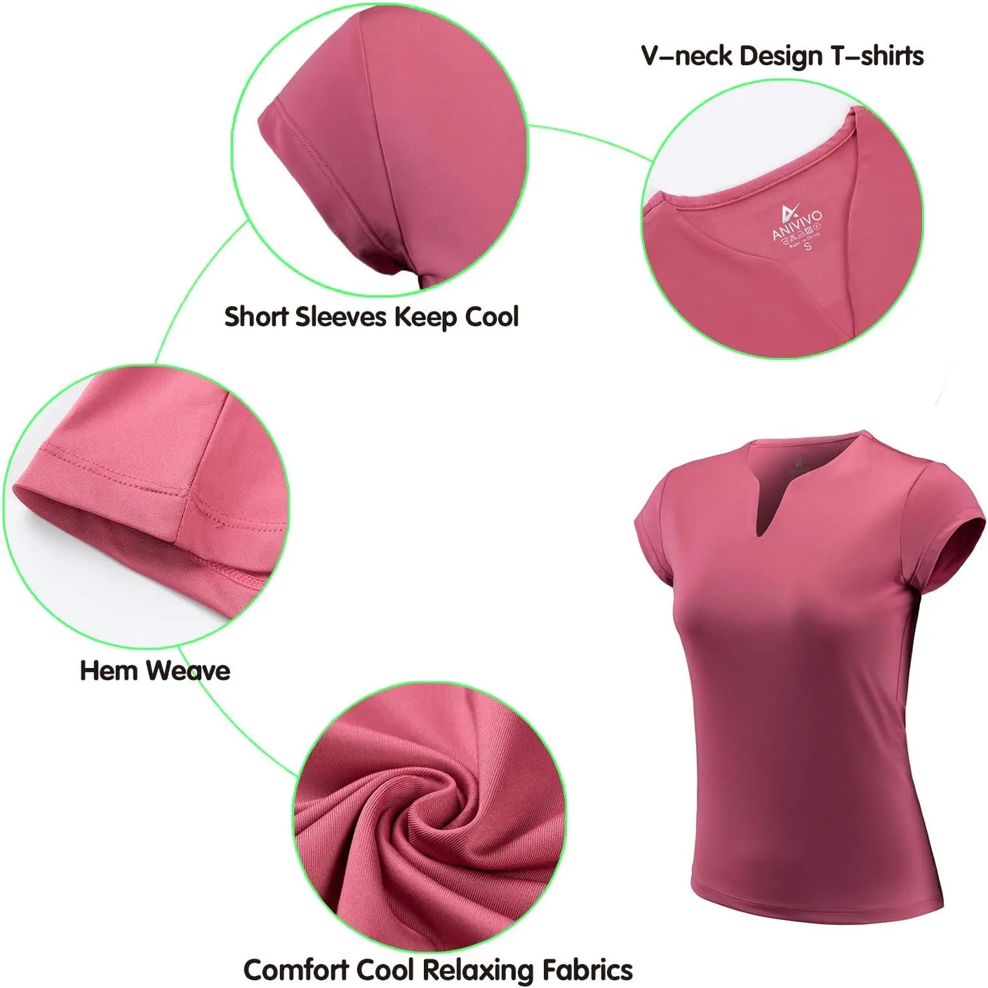 Tennis Shirts for Women Short Sleeves, Solid Golf T Shirts V-Neck Running Pickleball clothes for women