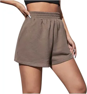 Uillui Sweat Shorts Womens 5" Comfy Cotton Athletic Gym Shorts High Waisted Workout Running Shorts Casual Jogger Short Pants