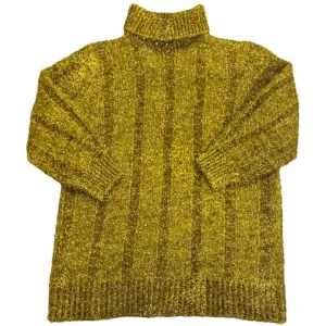 VTG 80s 90s Gold Glitter Roll Neck Disco Tinsel oversize Jumper  14 16 18 20 22