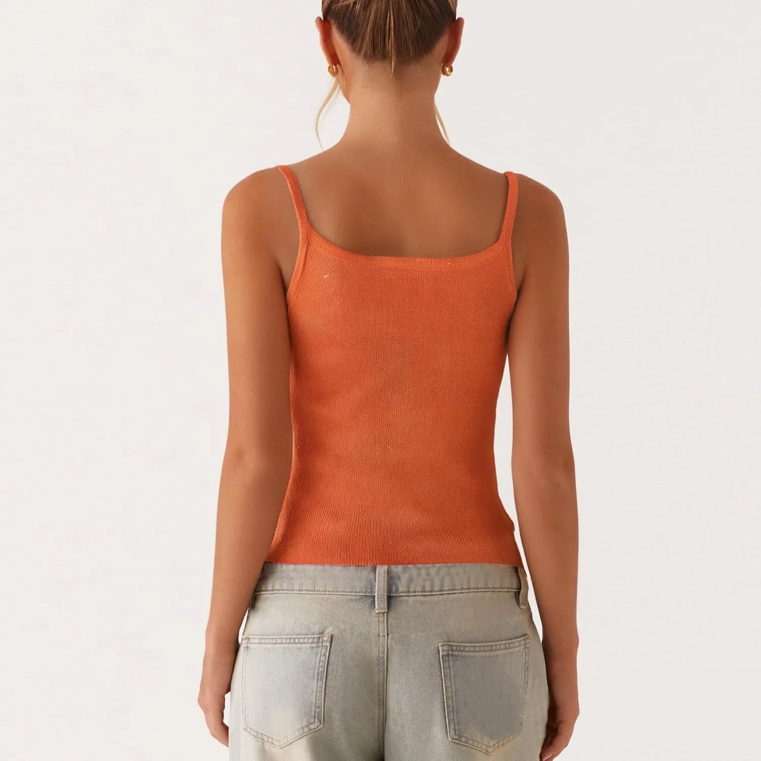 Women Starfish Knit Tank Top Y2k Teen Girl Sleeveless Backless Cropped Top Spaghetti Strap Slim Fit Cami Tops