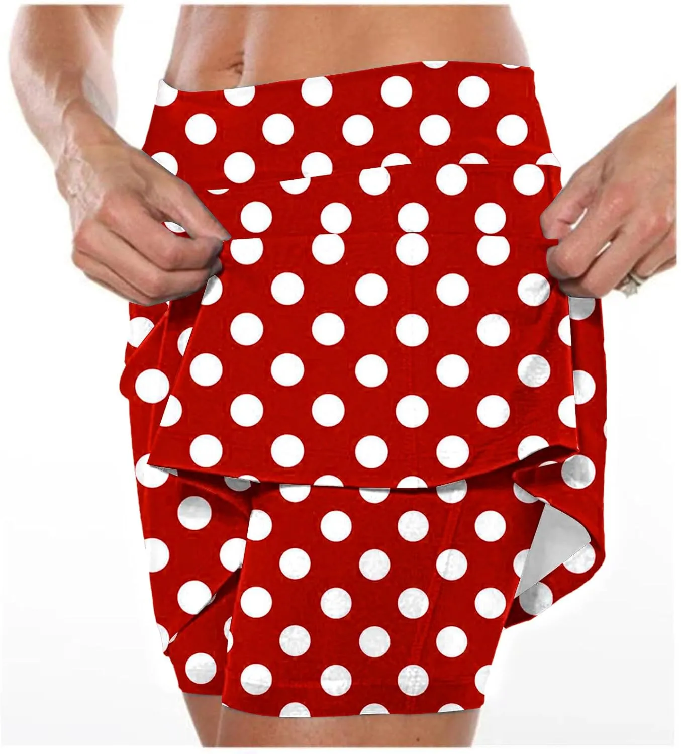 Womens Athletic Skorts with Pockets,High Waisted Tennis Skorts Polka Dot Print Golf Yoga Culottes Shorts Skirt