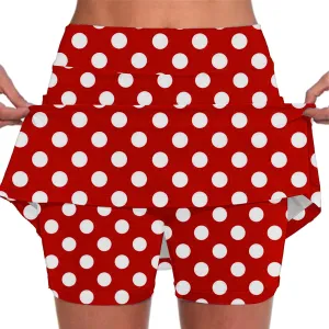 Womens Athletic Skorts with Pockets,High Waisted Tennis Skorts Polka Dot Print Golf Yoga Culottes Shorts Skirt