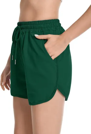 Womens Casual Sweat Shorts Curvy Hem Summer Cotton Lounge Shorts Drawstring Jersey Athletic Workout Shorts with Pockets