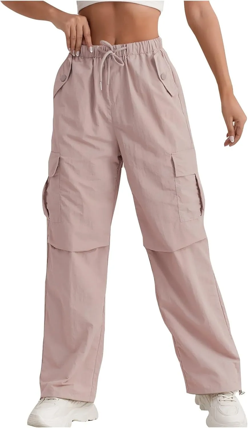 Women's Casual Waist Drawstring Pocket Work Dressy Loose Fit Fashion Pants