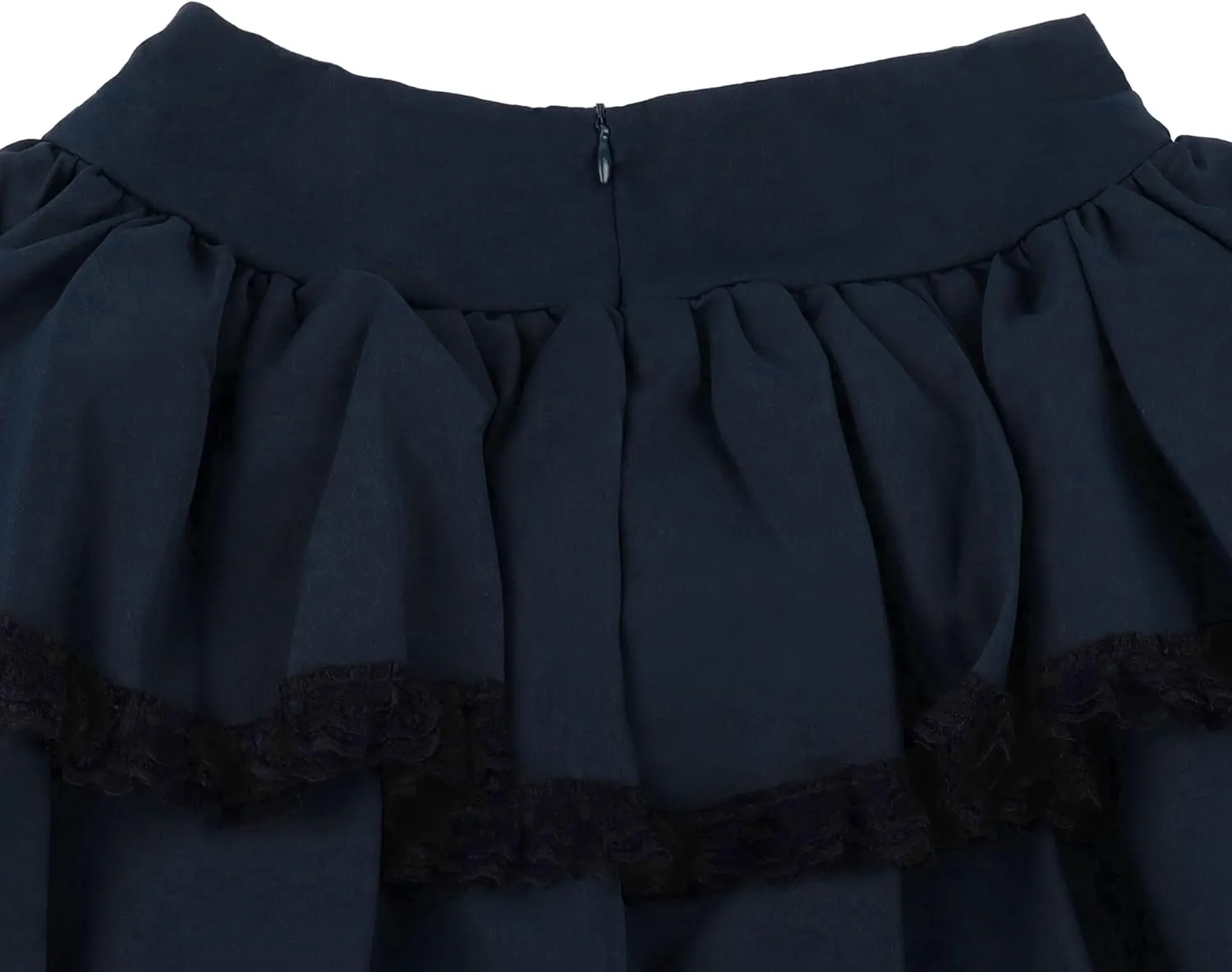 Womens Mini Gothic Skirt Tie Waist Lace Up Double Layered Ruffles Y2k Punk Emo Skirt with Chain